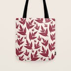 Red On Cream Leaves Tote Bag Gallery Image 1