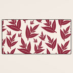 Red On Cream Leaves Desk Mat Gallery Image 3