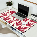 Red On Cream Leaves Desk Mat Gallery Image 2