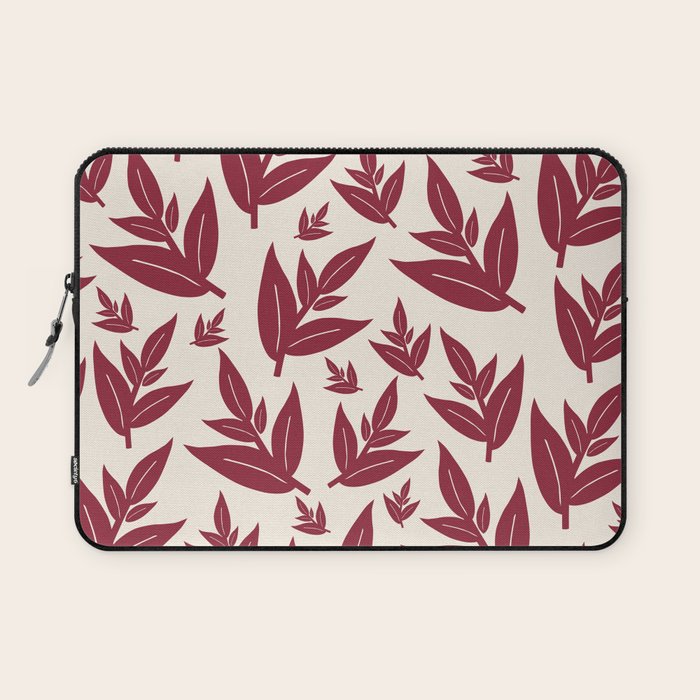 Red On Cream Leaves Laptop Sleeve Gallery Image 1