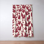 Red On Cream Leaves Window Curtain Gallery Image 3