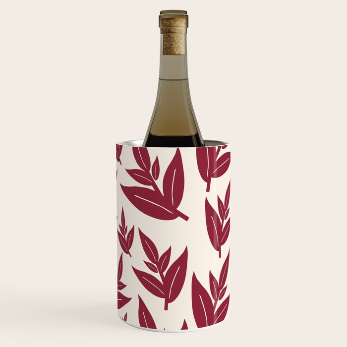 Red On Cream Leaves Wine Chiller Gallery Image 3