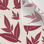 Red On Cream Leaves Wall Tapestry Gallery Image 3
