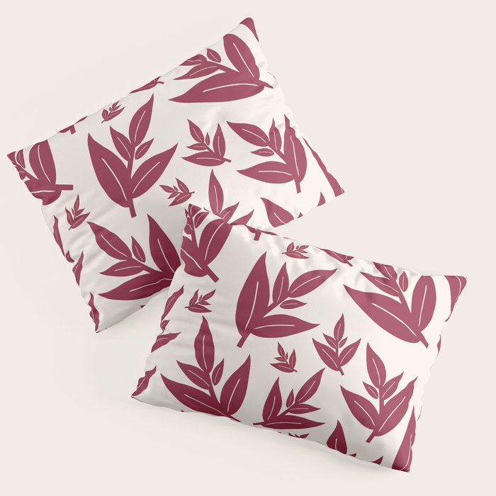 Red On Cream Leaves Pillow Sham Gallery Image 3