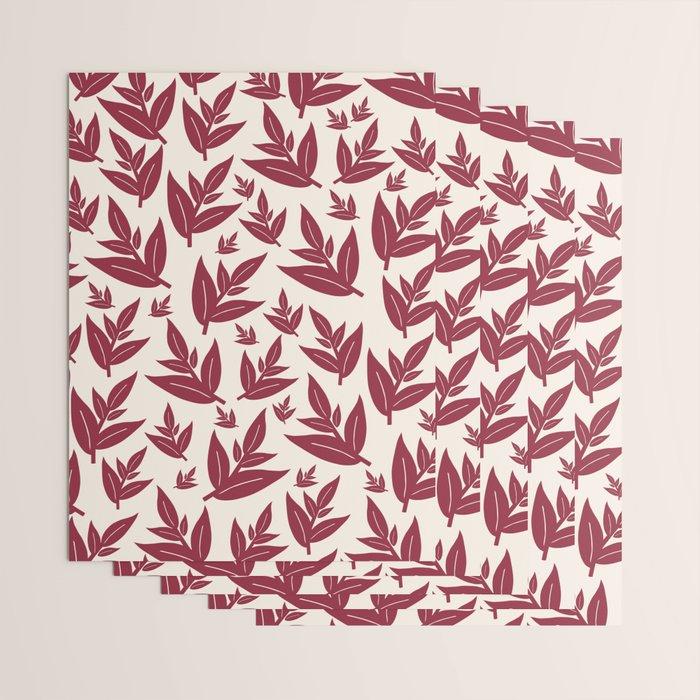 Red On Cream Leaves Wrapping Paper Gallery Image 3
