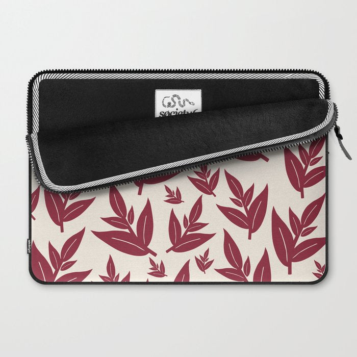 Red On Cream Leaves Laptop Sleeve Gallery Image 2