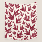 Red On Cream Leaves Wall Tapestry Gallery Image 4