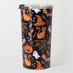 Halloween party illustrations orange, black Travel Mug Gallery Image 3