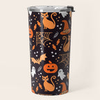 Halloween party illustrations orange, black Travel Mug Gallery Image 2
