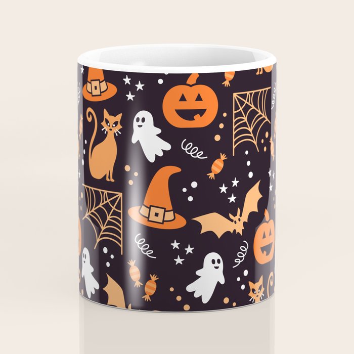 Halloween party illustrations orange, black Coffee Mug Gallery Image 4