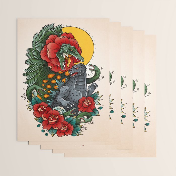 Rose Kaiju Wrapping Paper Gallery Image 3