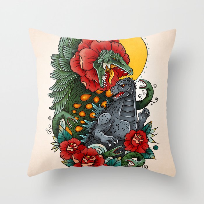 Rose Kaiju Throw Pillow Gallery Image 6