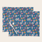 Retro Christmas Baubles on a dark background Placemat Gallery Image 1