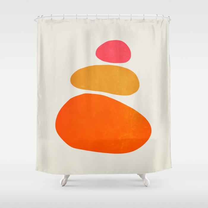 Pebbles: Mid Century Abstraction Shower Curtain Gallery Image 1