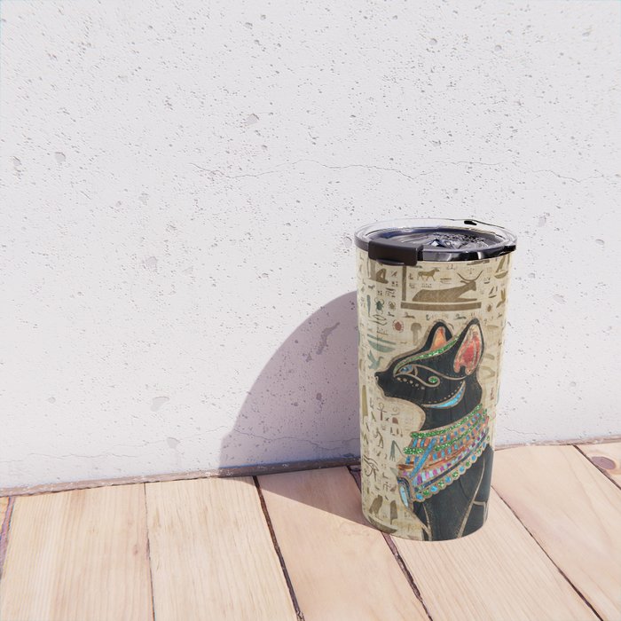 Egyptian Cat - Bastet on papyrus Travel Mug Gallery Image 4