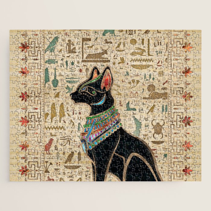 Egyptian Cat - Bastet on papyrus Jigsaw Puzzle Gallery Image 1