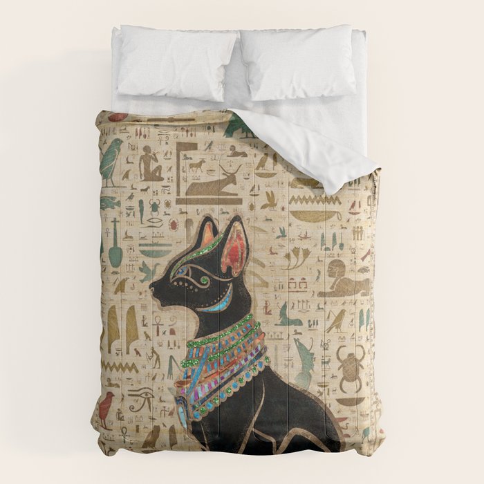 Egyptian Cat - Bastet on papyrus Comforter Gallery Image 1
