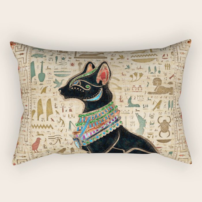 Egyptian Cat - Bastet on papyrus Rectangular Pillow Gallery Image 1