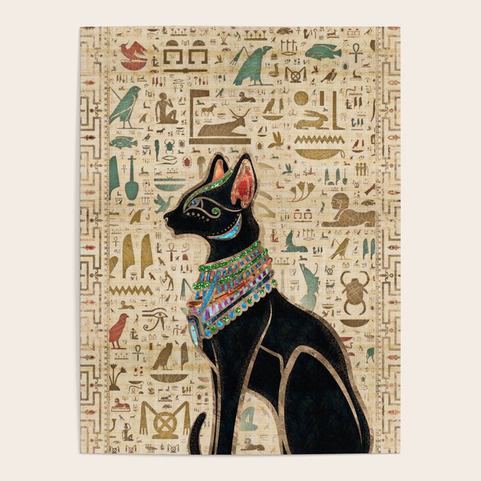 Egyptian Cat - Bastet on papyrus Poster Gallery Image 4