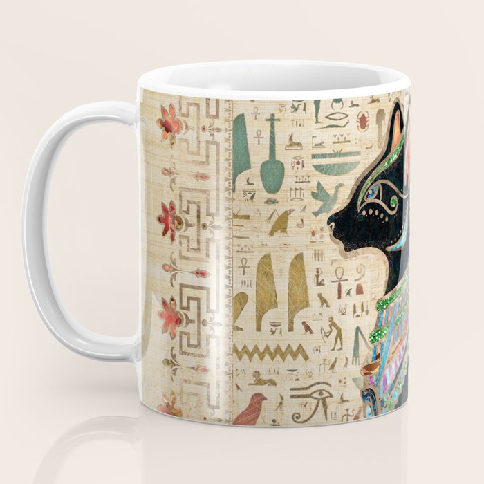Egyptian Cat - Bastet on papyrus Coffee Mug Gallery Image 3