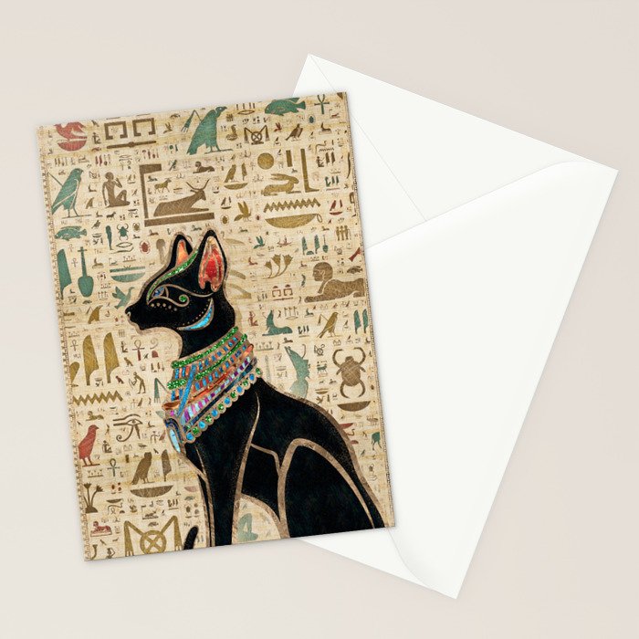 Egyptian Cat - Bastet on papyrus Stationery Card Gallery Image 2