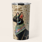 Egyptian Cat - Bastet on papyrus Travel Mug Gallery Image 1