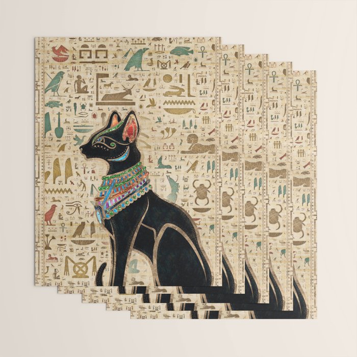 Egyptian Cat - Bastet on papyrus Wrapping Paper Gallery Image 3