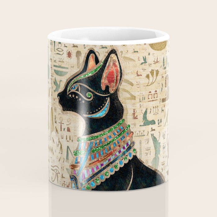 Egyptian Cat - Bastet on papyrus Coffee Mug Gallery Image 4