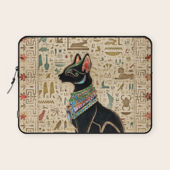 Egyptian Cat - Bastet on papyrus Laptop Sleeve Gallery Image 1