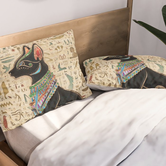 Egyptian Cat - Bastet on papyrus Pillow Sham Gallery Image 2
