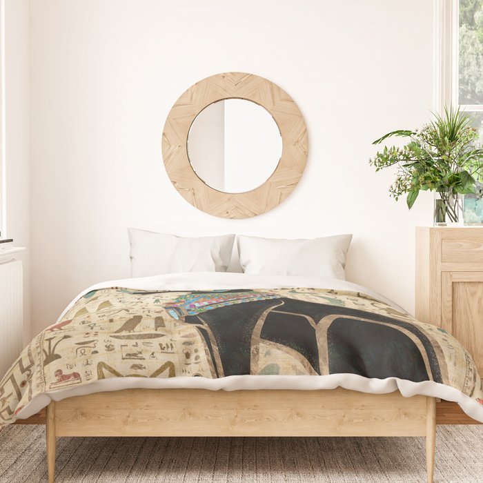 Egyptian Cat - Bastet on papyrus Duvet Cover Gallery Image 3