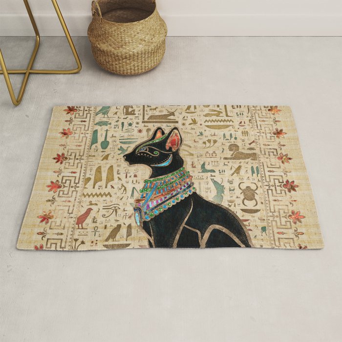Egyptian Cat - Bastet on papyrus Rug Gallery Image 1