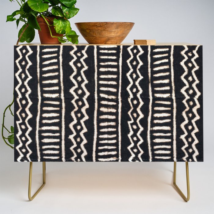 African Vintage Mali Mud Cloth Print Credenza Gallery Image 1