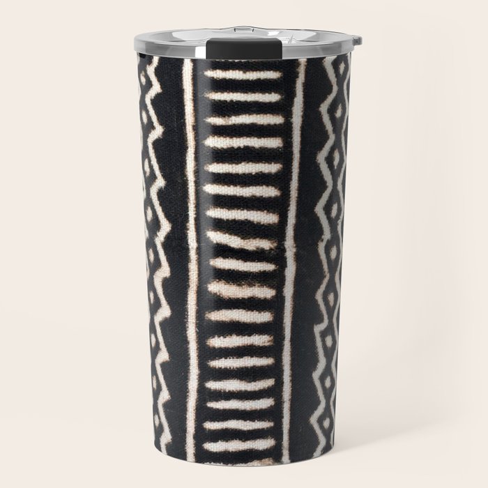 African Vintage Mali Mud Cloth Print Travel Mug Gallery Image 1
