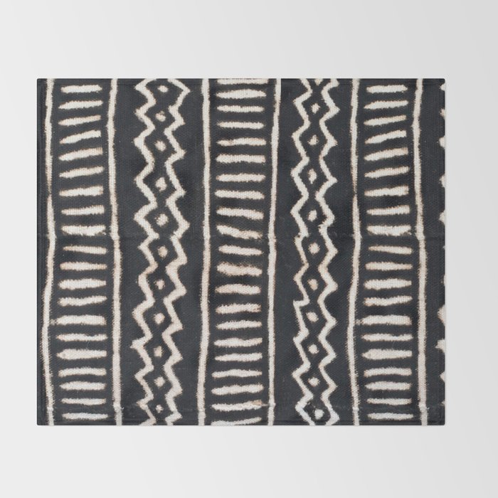 African Vintage Mali Mud Cloth Print Throw Blanket Gallery Image 2