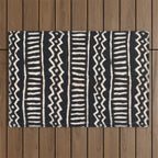 African Vintage Mali Mud Cloth Print Outdoor Rug Gallery Image 1