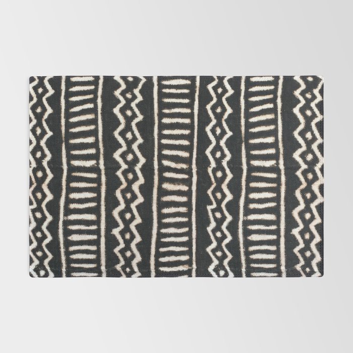African Vintage Mali Mud Cloth Print Rug Gallery Image 2