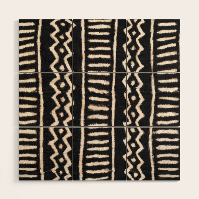 African Vintage Mali Mud Cloth Print Wood Wall Art Gallery Image 1