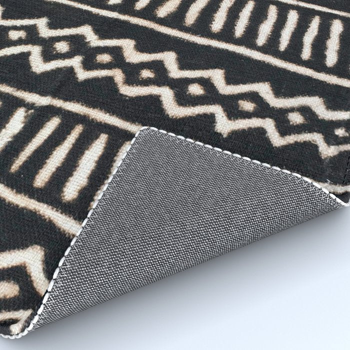 African Vintage Mali Mud Cloth Print Rug Gallery Image 4