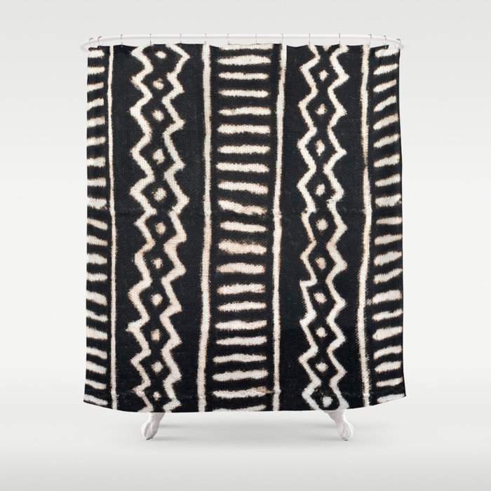 African Vintage Mali Mud Cloth Print Shower Curtain Gallery Image 1