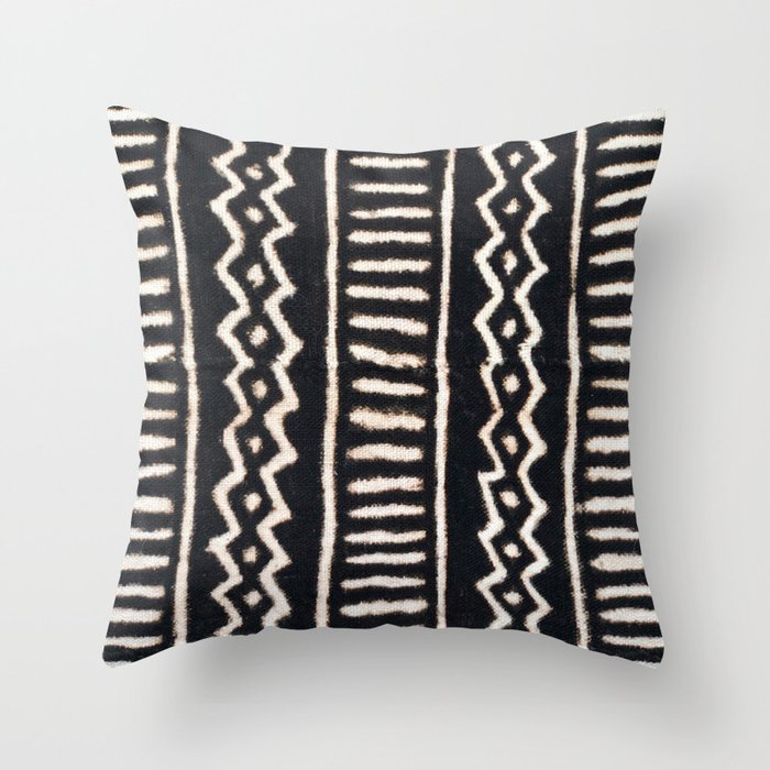 African Vintage Mali Mud Cloth Print Throw Pillow Gallery Image 1