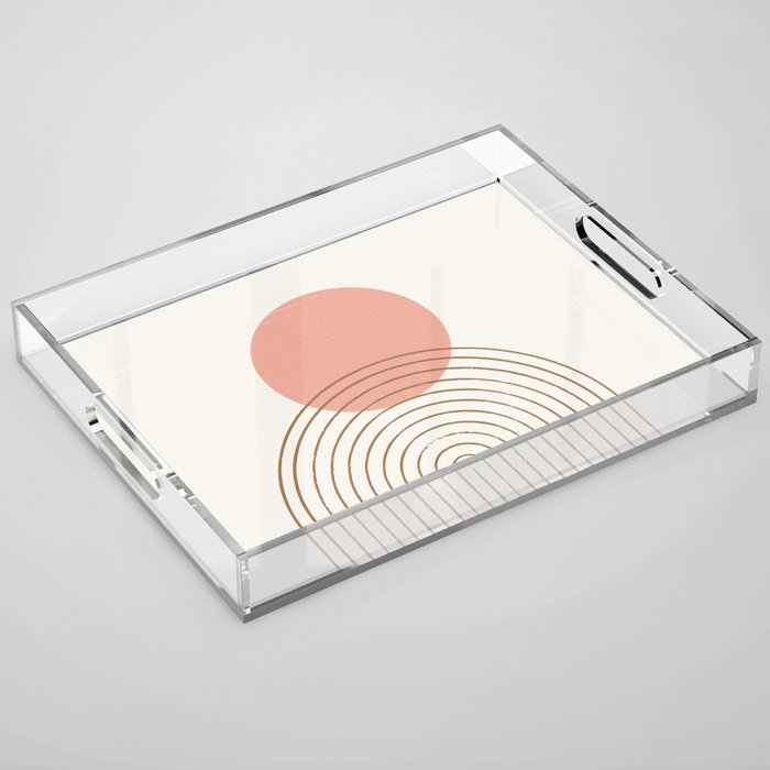 Pink Sun Mid-Century Full Acrylic Tray Gallery Image 1