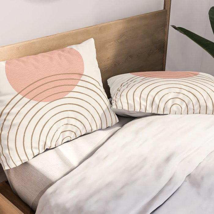 Pink Sun Mid-Century Full Pillow Sham Gallery Image 2