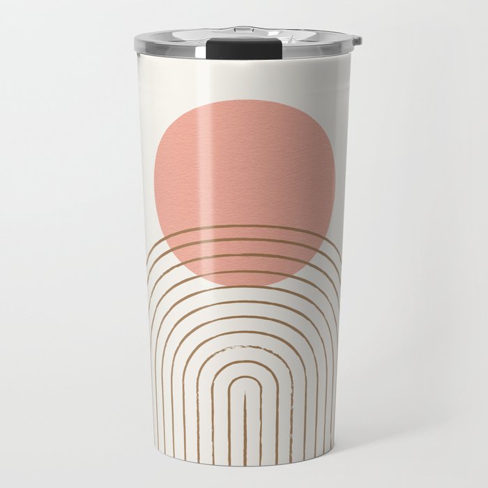 Pink Sun Mid-Century Full Travel Mug Gallery Image 1