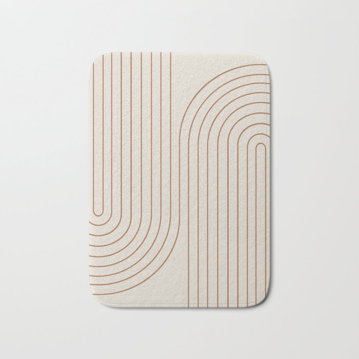 Minimal Line Curvature VI Earthy Natural Mid Century Modern Arch Abstract Bath Mat Gallery Image 1