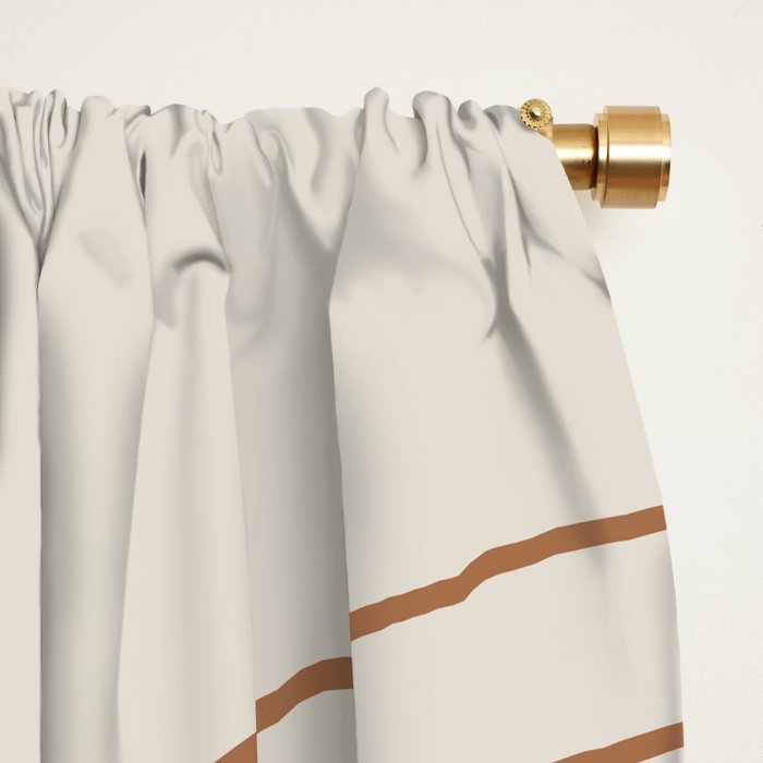 Minimal Line Curvature VI Earthy Natural Mid Century Modern Arch Abstract Window Curtain Gallery Image 2