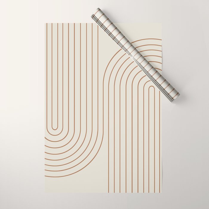 Minimal Line Curvature VI Earthy Natural Mid Century Modern Arch Abstract Wrapping Paper Gallery Image 1