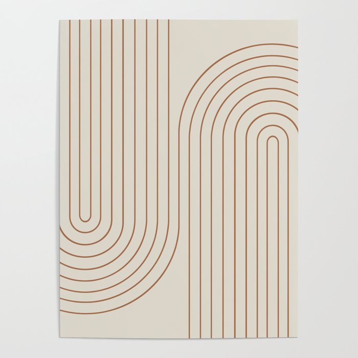 Minimal Line Curvature VI Earthy Natural Mid Century Modern Arch Abstract Poster Gallery Image 4