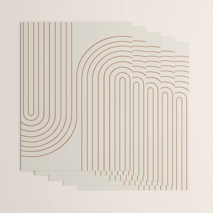 Minimal Line Curvature VI Earthy Natural Mid Century Modern Arch Abstract Wrapping Paper Gallery Image 3