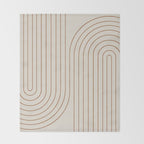 Minimal Line Curvature VI Earthy Natural Mid Century Modern Arch Abstract Throw Blanket Gallery Image 2